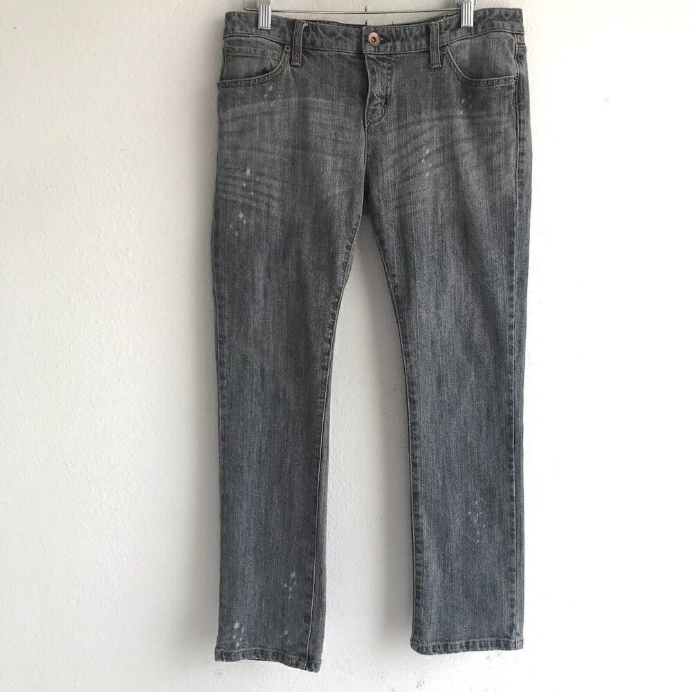 Volcom Womens Slim Straight Jeans Size 5 Gray Low Rise Stretch Denim Distressed - Picture 8 of 8